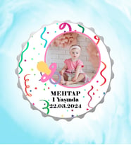 Kişiye Özel Kız Bebek Resimli İsimli Parti Emzikli Kapak Magnet Açacak