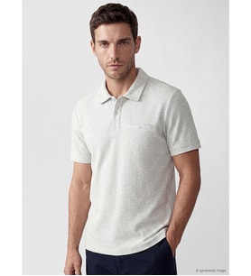 LCWAIKIKI Classic Mavi Polo Yaka Dokulu Erkek Tişört