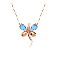 Aqua Taşlı Küçük Yusufçuk Rose Gümüş Kolye
