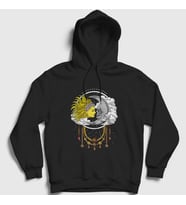 Presmono Unisex Siyah Witchcraft Sun Moon Güneş Ay Kapüşonlu Sweatshirt 415481tt