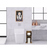 BK Home Doğal Masif Ahşap Tuvalet Kağıtlığı ve Dekoratif Retro Ahşap Tablo Seti-13 (Beyaz)