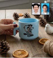 Kişiye Özel Karikatürlü Siyah Beyaz Taraftar Baba Kız T Pastel Kupa Babalar Günü Hediyesi