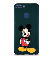 Huawei P Smart Soft Premier Kapak Mickey Mouse-E Tasarımlı Silikon Kılıf - Yeşil (Şeffaf)