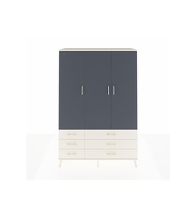 Hyperion Dolap 5 Raflı 6 Çekmeceli Tek Askılı 132x44x195 Aytaşı-Antrasit/Aytaşı