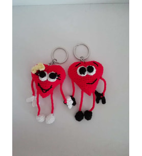 Maskot Gülen Kalpler Amigurumi Anahtarlık Organik Oyuncak