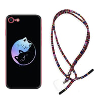 Apple iPhone 5 6 7 8 Plus Se XR Kılıf Boyun Asklı Rasta Silikon Love Cats 1604