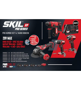 SKIL PRO KOMBO SET 4 (KIRICI +AVUÇ TASLAMA+Matkap VIdalama+DARBELI VIDALAMA+4 AKÜ+Sarj CIHAZI)