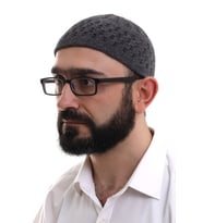 Baba Günü Hediyesi - Füme Kahve Hasır Desen Kışlık Kadife Namaz Takkesi