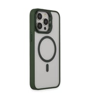 Joko  İphone 15 Pro Max Kılıf  Lens Magsafe Standlı Kapak - Koyu Yeşil