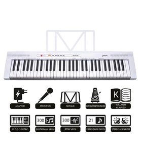 Jwin MK-6146 61 Tuşlu Elektronik Org (Mikrofon ve Adaptör Hediye) - Beyaz