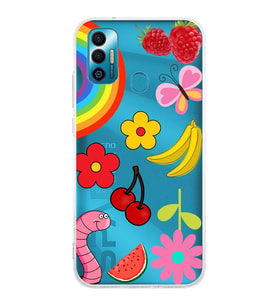 PrintiFy Tecno Spark 7 ile Uyumlu 1mm Slim Fit Water Color 5 Baskılı Şeffaf  Kılıf