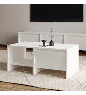 Laris Kapaklı Orta Sehpa – 90 cm Modern Tasarım (Beyaz)