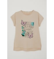 Breeze Kız Çocuk Tişört Kelebek & Çiçek Baskılı 10-16 Yaş, Bej