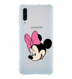 Samsung Galaxy A30s Köşe Korumalı Antişok Kapak Minnie Mouse Tasarımlı Şeffaf Kılıf