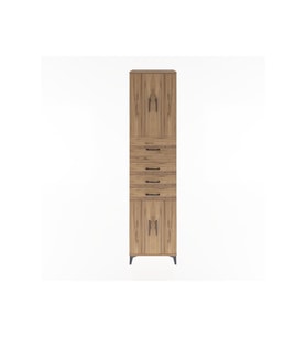 Hyperion Dolap 3 Raflı 4 Çekmeceli 4 Kapaklı 60x44x243 Çam-Çam
