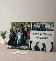 3 Fotoğraflı İsimli Kişiye Özel Hediye Fotoğraflı Puzzle