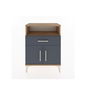 Arges Komodin 2 Raflı Tek Çekmeceli 2 Kapaklı 60x30x80 Çam-Antrasit