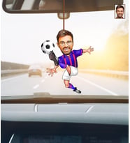 Kişiye Özel Karikatürlü Futbolcu Ahşap Araba Dikiz Ayna Süsü