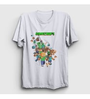 Presmono Unisex Beyaz All Minecraft T-Shirt 28752tt (Beyaz)
