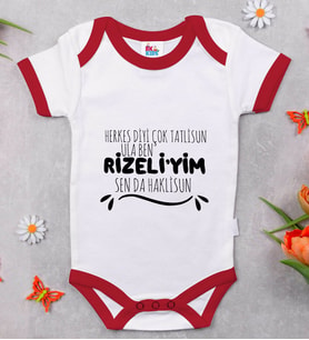 BK Kids Rizeliyim Tasarımlı Kırmızı Bebek Body Zıbın-1