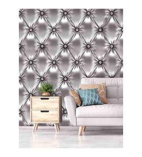 Dreamwall 3 Boyutlu Deri Desenli Silinebilir Tekstil Duvar Kağıdı (Gri)