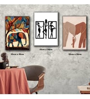 fil ve kadın tablosu 3 adet 35cmx50cm kumaş baskılı canvas tablo