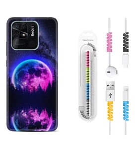 Xiaomi Poco X3 Pro M4 Pro X4 Pro C40 10C Kılıf Kablo Koruma Spiral Silikon Star Planet 1652
