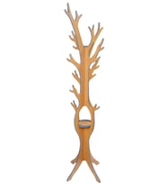 RealWood Ahşap Ayaklı Askılık, Elbise Askısı, Anahtarlık, Şemsiyelik, Portmanto (Kızıl Meşe)