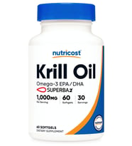 Nutricost Krill Oil 1000mg, 60 Softgels - Omega-3 EPA-DHA Krill Oil Supplement, with Superbakrill.Abd Menşei.