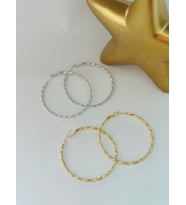 Ezme Detay İnce Halka Küpe (Çelik) Gold