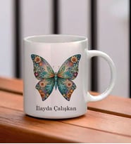 Kişiye Özel Kelebek Temalı  Kupa Bardak