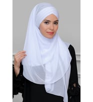 Beyaz Arkadan Bağlamalı Şal Şifon Çapraz Üç Bantlı 1457_42