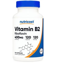 Nutricost Vitamin B2 (Riboflavin) 400mg, 120 Capsules .Abd Menşei (Renksiz)