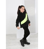 Toontoy Kız Çocuk Blok Renkli Polar Hırka (Siyah)