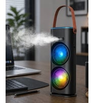 Çift Başlıklı Taşınabilir Fan RGB Işıklı Sprey Nemlendiricili Masaüstü Serinletici Fan