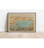 pgzzNM2860 Marmara Denizi, İstanbul ve Çanakkale Boğazı Haritası Sanatsal Duvar Dekorasyon Poster 60x90cm.