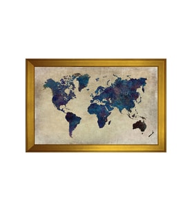 Harita Temalı Kanvas Tablo 50 x 70 cm Gold Çerçeve