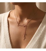 Kişiye Özel 925 Ayar Gümüş Sallantılı Çift İsim Kolye (Rose)