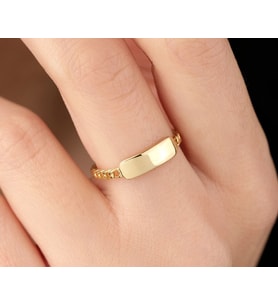 Zincir Yüzük Kişiselleştirilebilir Zincir Bantlı Kadın Yüzüğü (Gold)