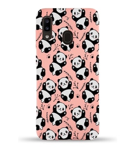 Samsung Galaxy A20e Uyumlu Lansman Kılıf Panda Tasarımlı İçi Kadife Kapak-Pembe (Şeffaf)