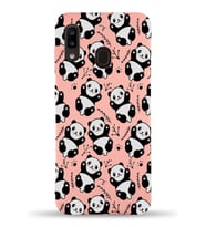Samsung Galaxy A20e Uyumlu Lansman Kılıf Panda Tasarımlı İçi Kadife Kapak-Pembe (Şeffaf)