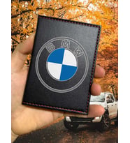 BMW Desenli Ruhsat Kabı Logolu Oto Ruhsat Kılıfı Vinleks Deri Dikişli Araç Ruhsat Koruyucu