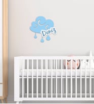 BK Gift Kişiye Özel Bulut Tasarımlı Çocuk Odası Ahşap Duvar Süsü-1 (Beyaz)