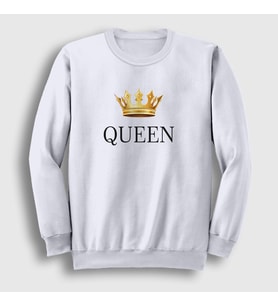 Presmono Unisex Beyaz Queen Kraliçe Sweatshirt 386181tt (Beyaz)