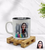 BK Gift Kişiye Özel Kadın Big Boss Karikatürlü İçi Siyah Renkli Kupa Bardak Model 1