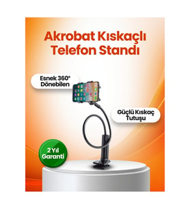 Esnek Gövdeli Mandallı Telefon Tutucu Ayarlanabilir Masa Standı