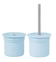 OiOi Ham+Hüp Pipetli Silikon Bardak Seti Mineral Blue / Powder Grey