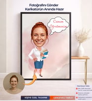 Kişiye Özel Öğretmen Karikatür Çerçeveli Tablo ,Kişiye Özel Hediye,Kişiye Özel Tasarım,Kişiye Özel Karikatür Çizim (Çok Renkli)