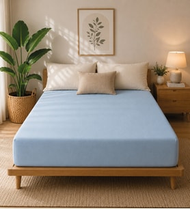 Premium Jersey Açık Mavi Fitted %100 Pamuk Penye 180x200+30cm Çift Kişilik Lastikli Çarşaf