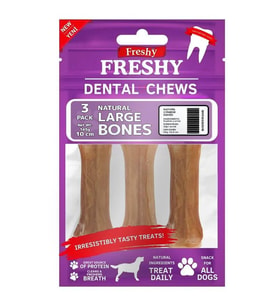 Freshy Dental Chews Natural Large Bones Köpek Ödül Kemiği 12.5 Cm 3 Adet